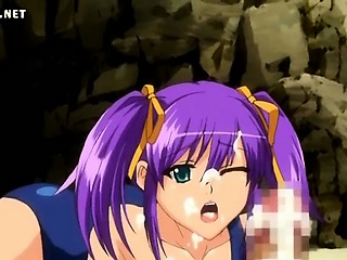 Shy hentai chick doing blowjob