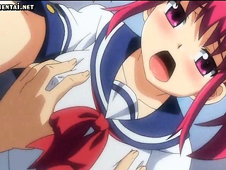 Anime redhead gets anal dildo
