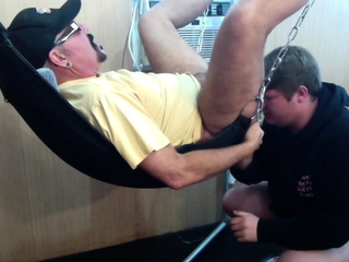 Gloryhole amateur DILF fucked by fat gay