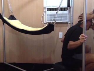 Homemade gaydaddy barebacked in sling