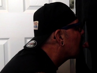 Gloryhole blowjob gaydaddy sucks dick