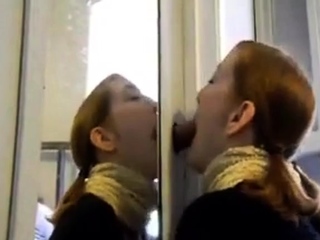 Redhead Amateur Couple’s Gloryhole Blowjob
