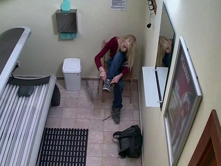 Slim blonde in our solarium