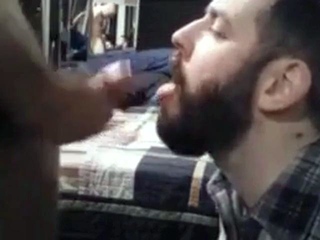 Daddy Feeds His Sub with a Load after Intense Blowjob