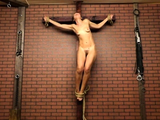 Crucified cunt gets lingering agony she deserves