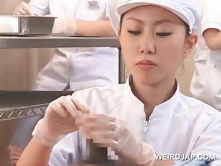 Teen Asian Nurses Rubbing Shafts For Sperm...