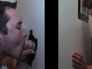 Tattooed dude tricked into gay oral sex on gloryhole