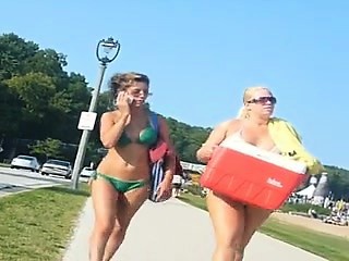 Horny amateur big boobs teens voyeur beach video