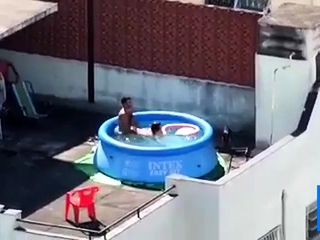 Girls watching couple fuck at pool cfnm