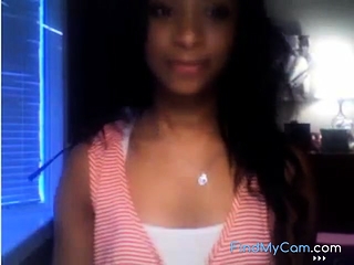Beautiful black teen playing with me on webcam