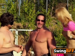 Swingers have a naughty pool party...