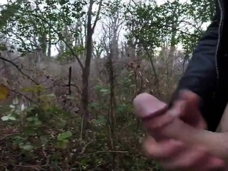 Flashing in the forest cum piss and ass