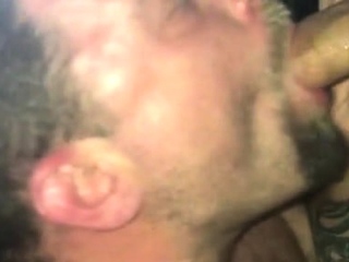 Girl films boyfriend choking on a big cock at gloryhole