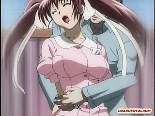 Chained hentai nurse gets shoved toy on the gynecology chair