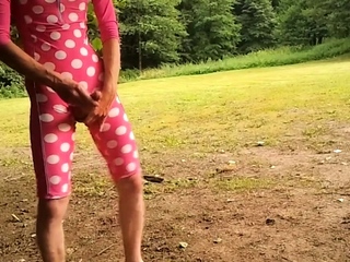Young Boy In Mid Leght Swimsuit Masturbate Outdoor...