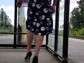 Hannatransa Chastity Crossdresser Outdoors At Train Station...