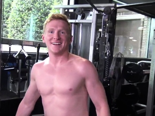Ginger solo! smooth muscle man rubs out huge load