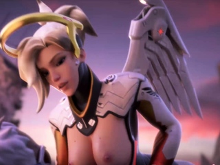 Overwatch 3d lovely mercy gets a huge fat dick in her pussy