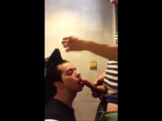 University bathroom face fucking and cum swallowing