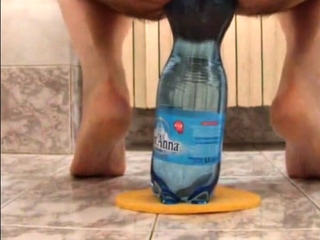 Extreme ass insertion with 2 plastic bottles