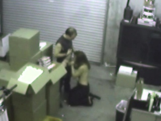 Couple blowjob on warehouse