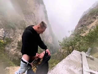 Fucking outdoor in the mountain with a tiktok model