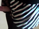 Wanking crossdresser in pantyhose with load of cum on my leg