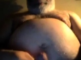 Hairy horny NY daddy bear jerks off on webcam