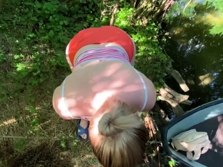 Big-Tits Teen Amateur Fucked Hard Outdoors after a Swim