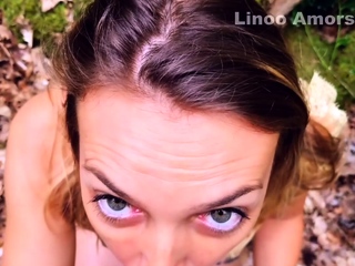 Big tit brunette sucks a big cock POV