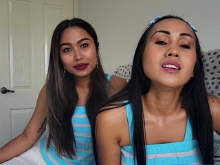 Thai lesbian MILF GFs big ass strapon