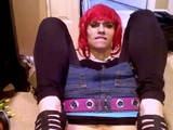 Emo Crossdresser Plays with Sex Toy on Webcam