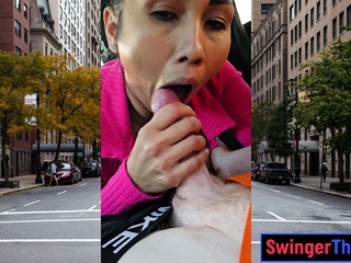 Thai MILF big cock car blowjob in public