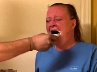 Naughty mouth  washed out with soap