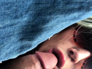 Real amateur blonde gives a hot POV blowjob on the train