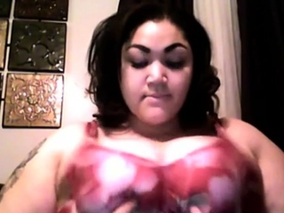 Anastasia Vanderbust Plays with her Big Tits Solo on Webcam