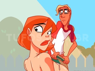 Hentai redhead gives blowjob and having sex