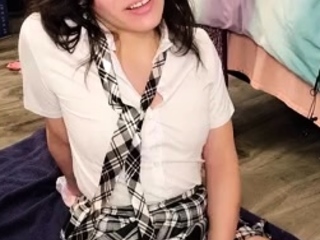 Tiny small tits shemale gets stuffed