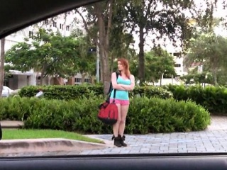Redhead Rainia Belle Hitch Hikes And Pussy Fucked In Public...