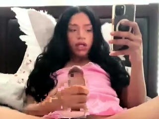 Big Tits Tranny Strokes her Big Cock