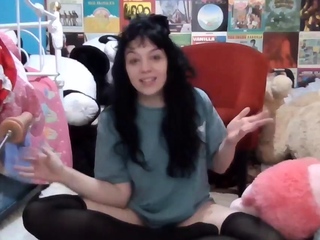 Cute curly brunette solo webcam masturbation