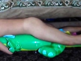Twink Rides His Inflatable Alligator Sex Toy