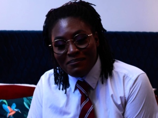 Naughty Student Oshun mocks your small cock!