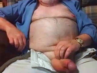 Hairy Grandpa Bear Strokes His Big Cock